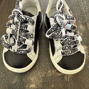 Moschino Kids Black and White Logo Sneakers